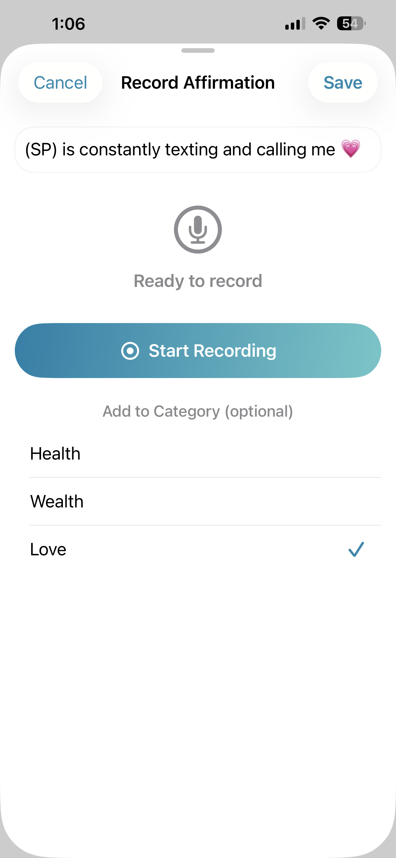 Recording an affirmation in your own voice